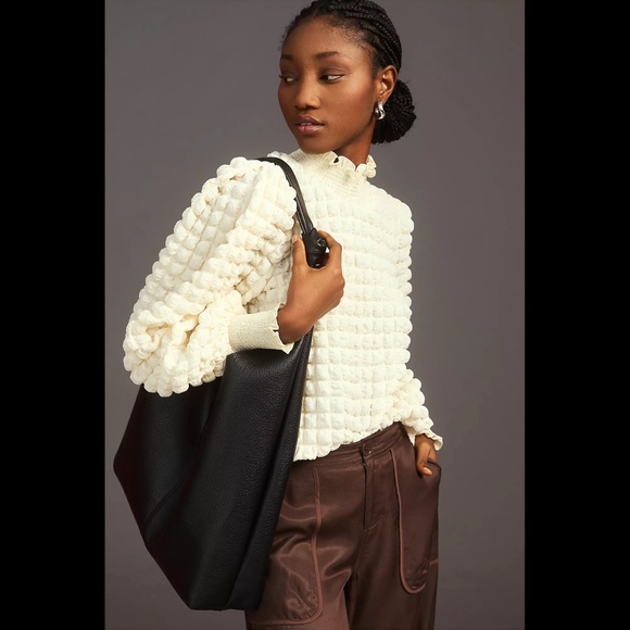 Anthropologie Tops - Anthropologie Endless Rose Textured Puff-Sleeve Blouse